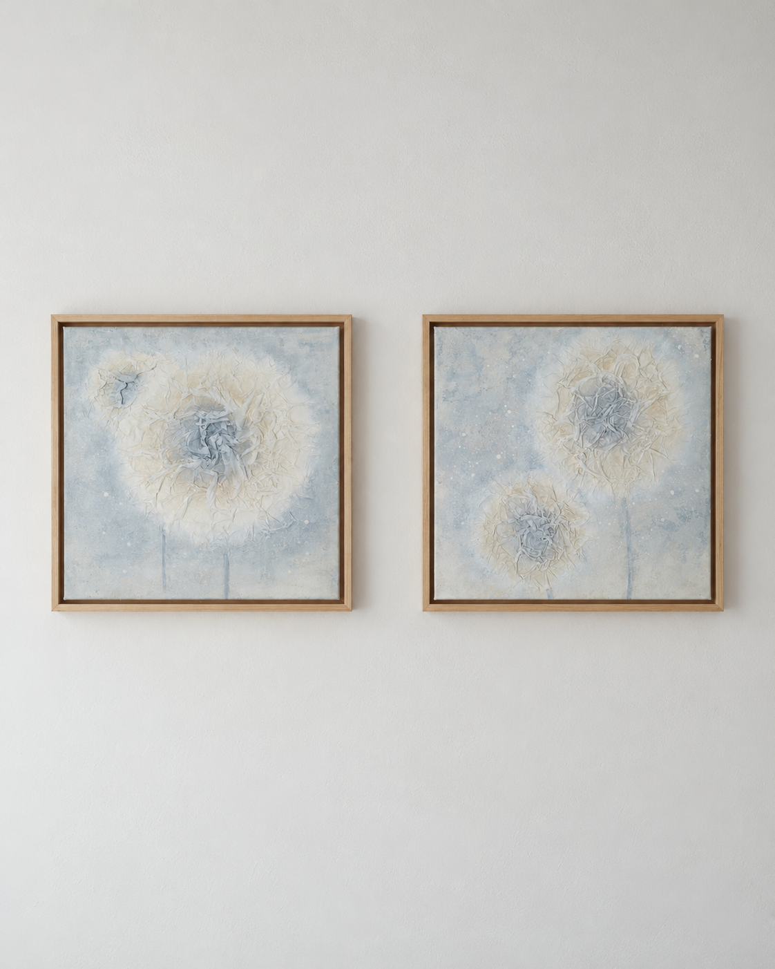 Light Within I and Light Within II displayed together as a diptych on a light neutral wall.