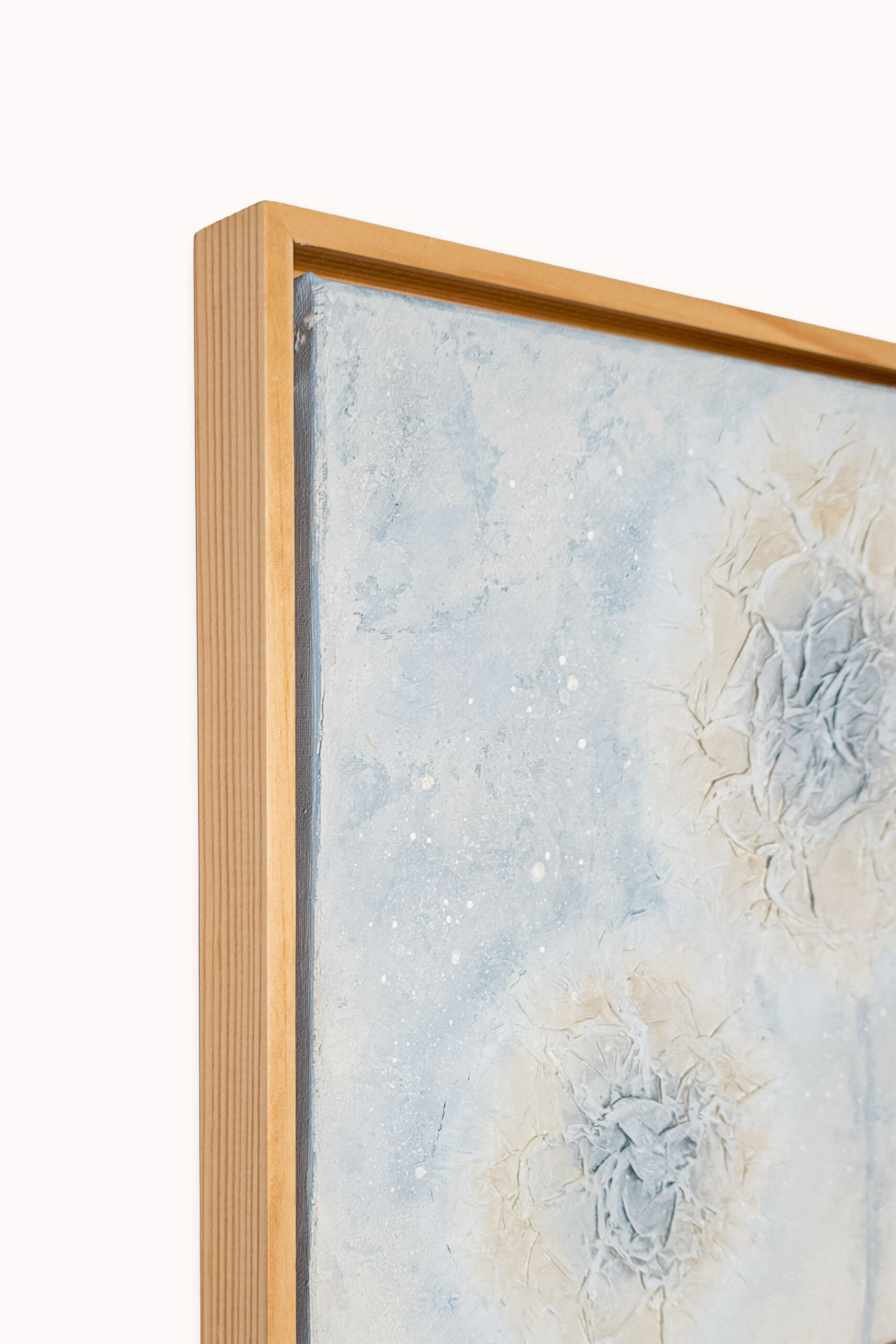 Side view of Light Within I showing the layered texture and depth of the original 30 × 30 cm mixed-media painting.